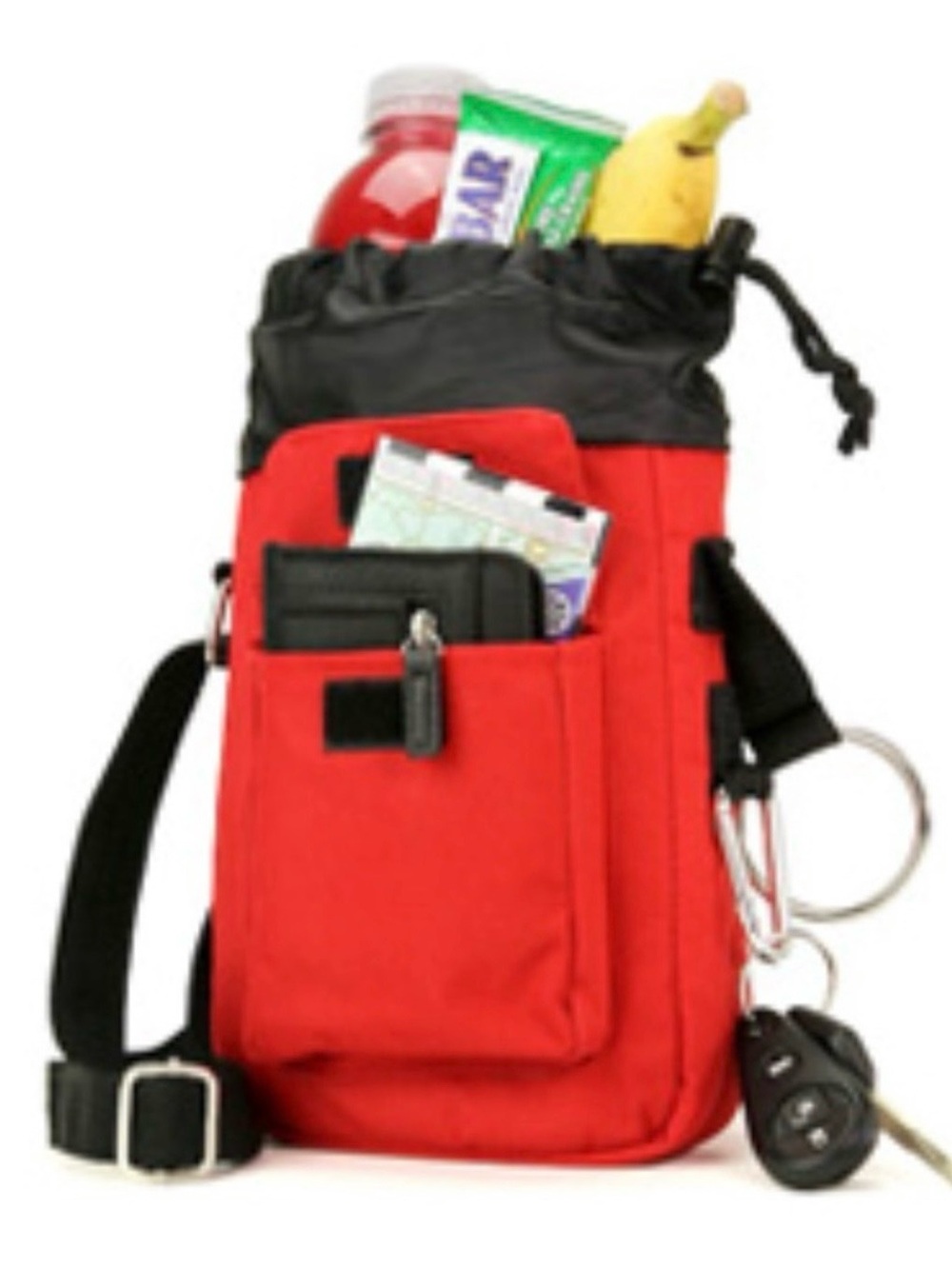 AARP: red and black small canvas insulated lunch bag - mini thermal cooler 9.5x8